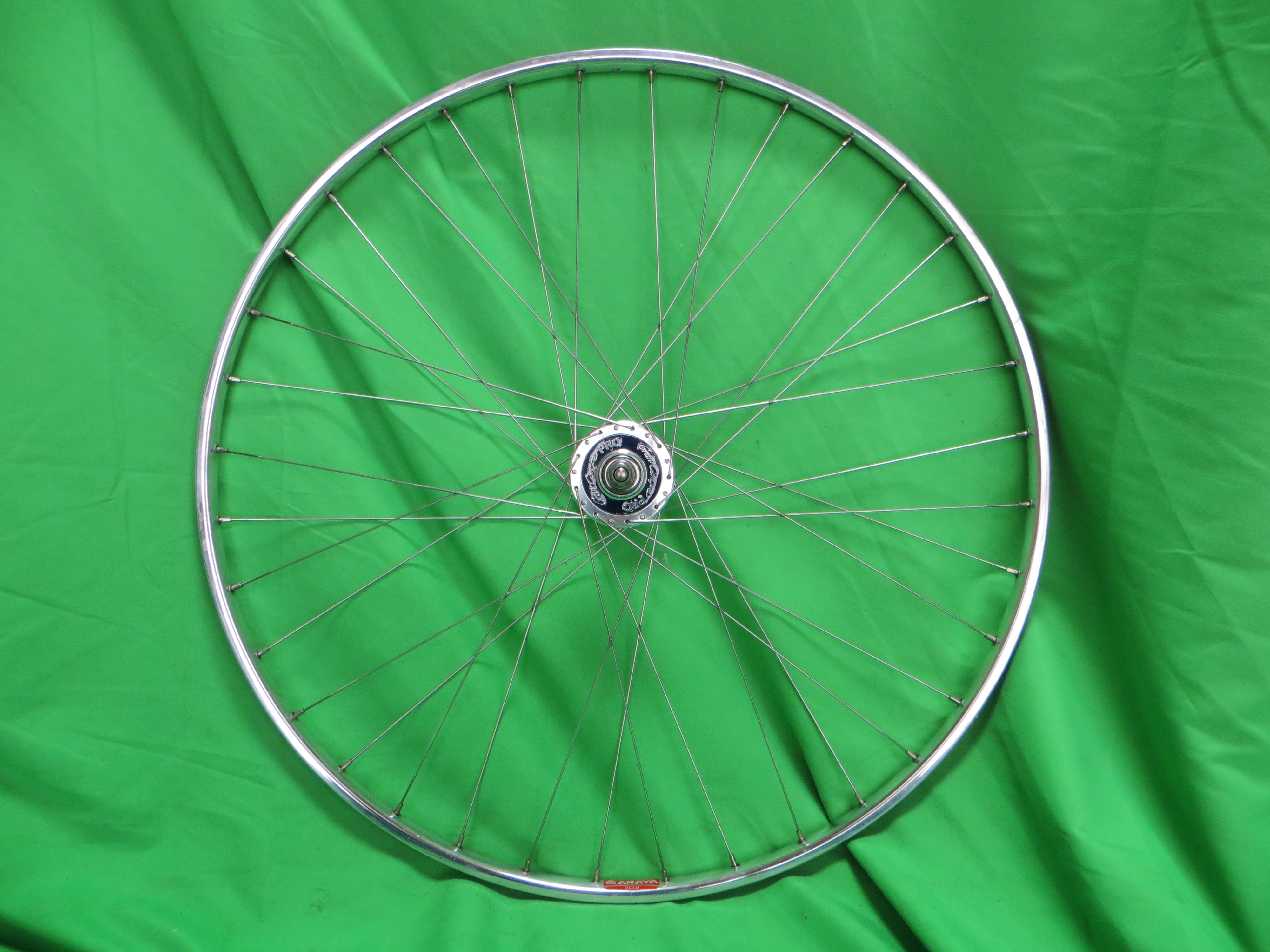Araya Gold 16B NJS 700c 36H Tubular Rim, Gran Compe Pro 100mm/9mm NJS Front Hub (25042302)