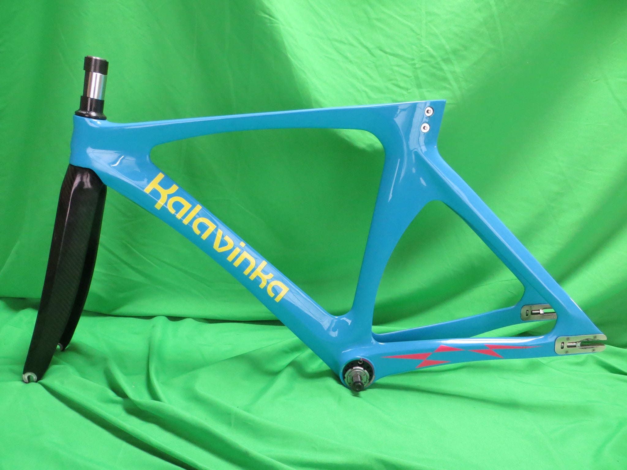 Rare! Kalavinka Girl'S Keirin Carbon Track Frame // Blue // 47cm NJS Approved Two Kalavinka Forks