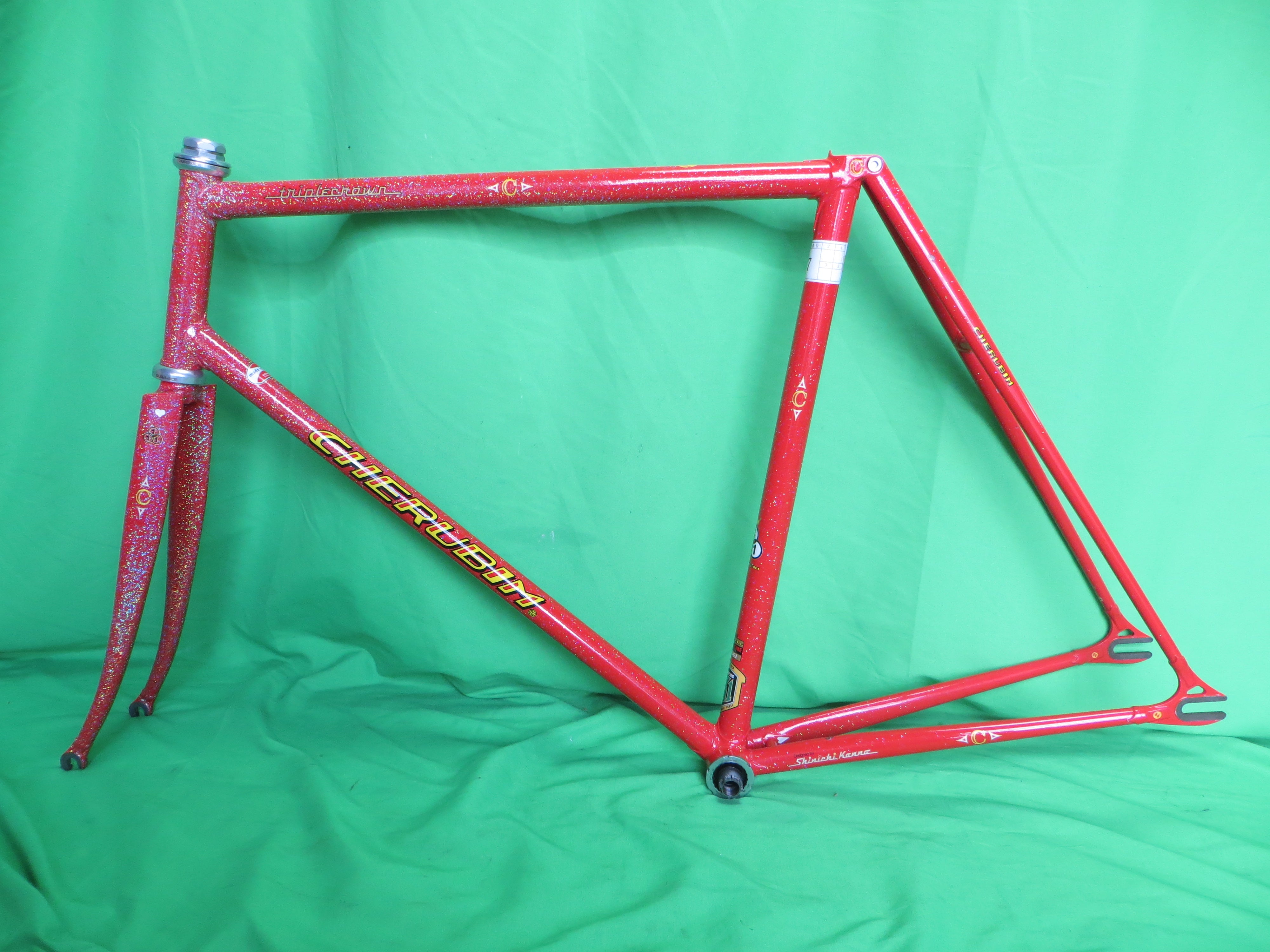 Cherubim Columbus Max Fork / Reynolds 631 //  Red with Super Rainbow Flake // 54.5cm