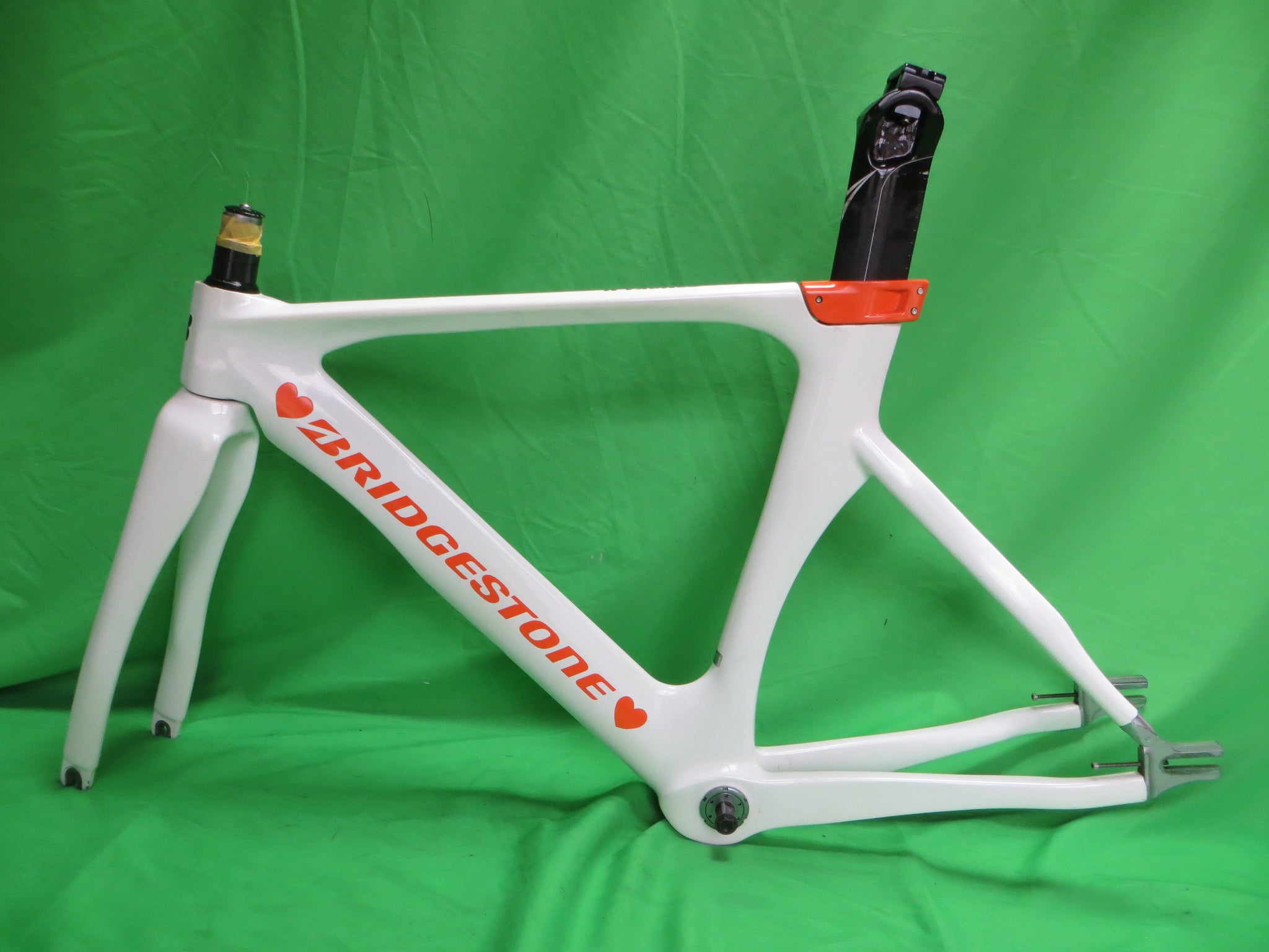 Rare! Girls Keirin Bridgestone TR8 Carbon Track Frame // White / Orange // 47cm NJS Approved