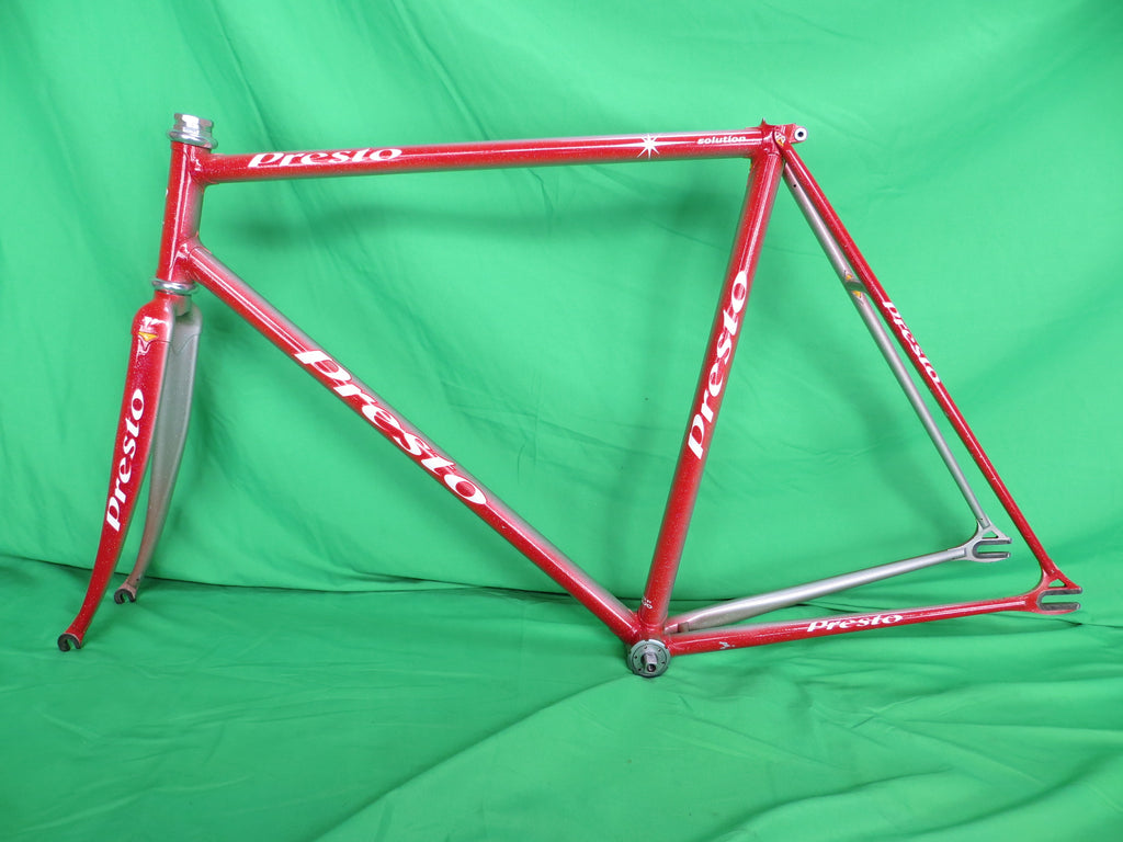 PRESTO Columbus Max Fork // Red / Silver Fade with rainbow flake  // 53cm